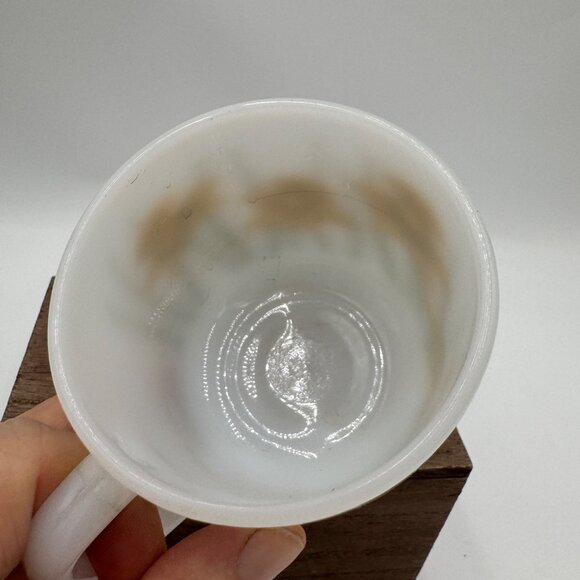 Vintage Federal Milk Glass Mug Daffodil Floral Pattern Coffee Cup White yellow s - Picture 4 of 9